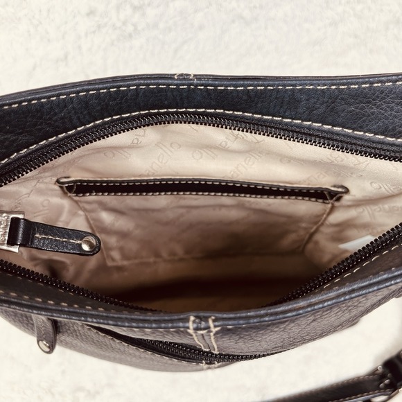 Tignanello Crossbody Shoulder Bag Black Pebbled Leather Organizer Purse Clean - Picture 8 of 11